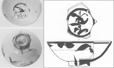 図２．大坂城跡出土の粗製染付碗写真・実測図