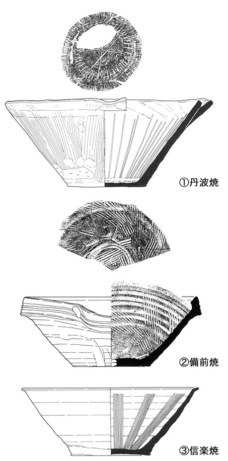 図１．大坂城から出土する秀吉時代の擂鉢