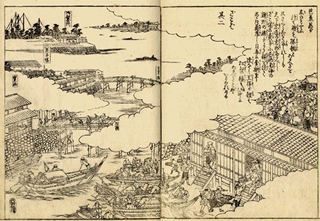 図３．『摂津名所図会』に描かれた雑喉場魚市（その２）