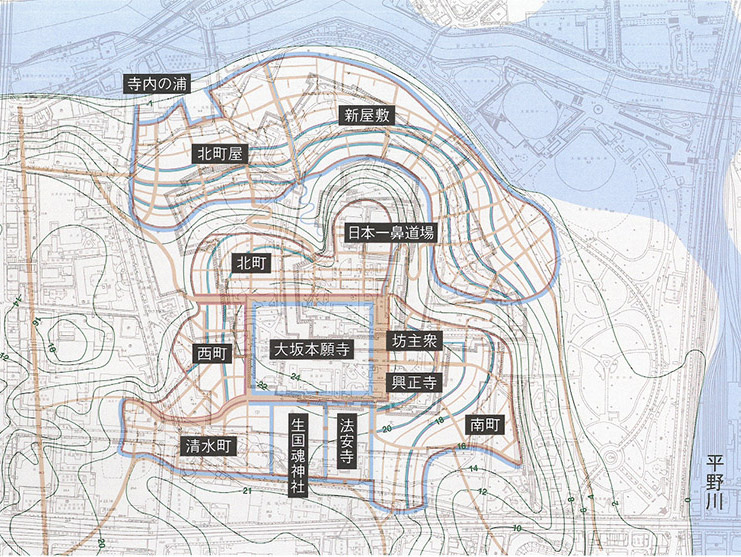 図１．大坂本願寺と寺内町の復元図