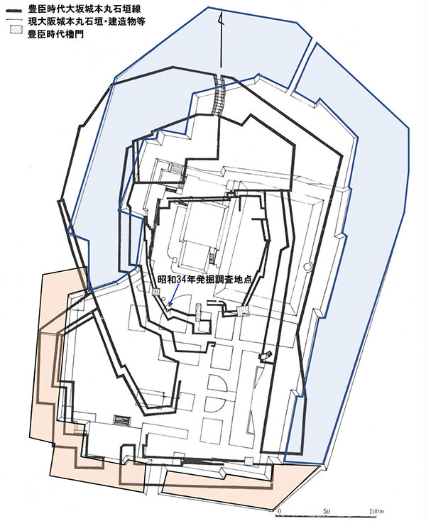 図１．天守閣による重ね合わせ復元図